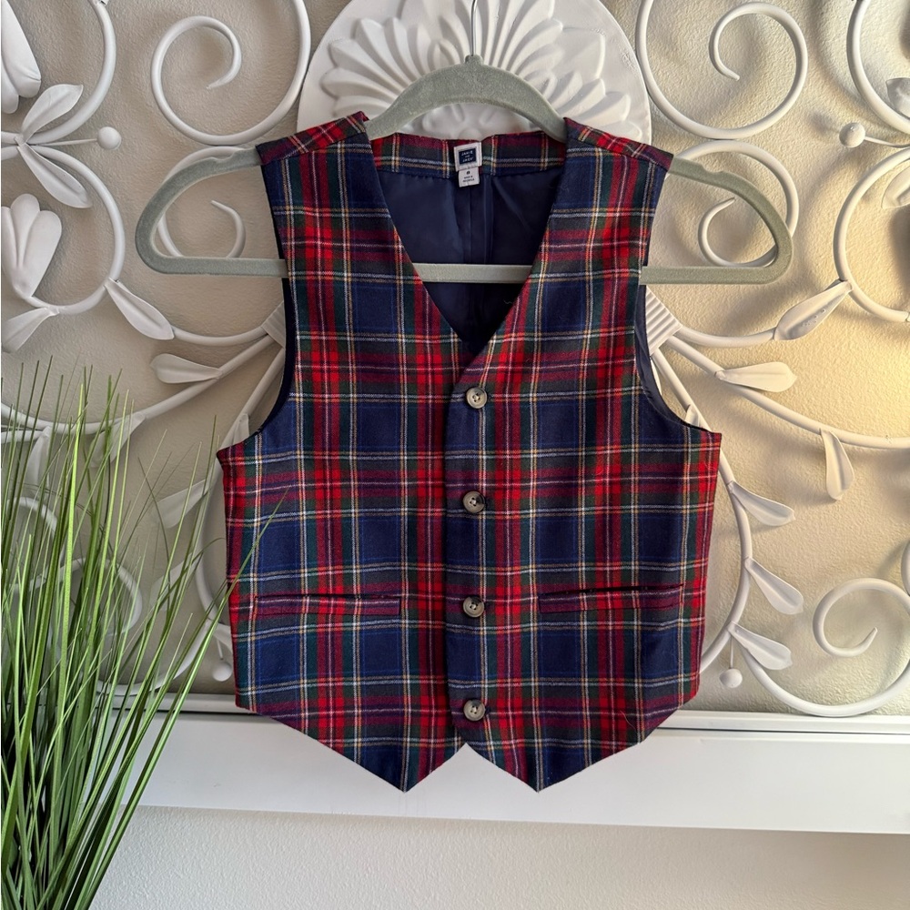 Janie and Jack Plaid Tartan Vest (Big Boys 8)